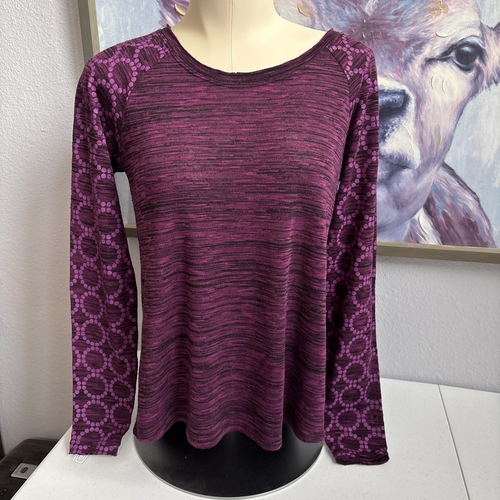 Prana Women's XS Brushed‎ Wine Purple Long Sleeve Knit Shirt with Circles